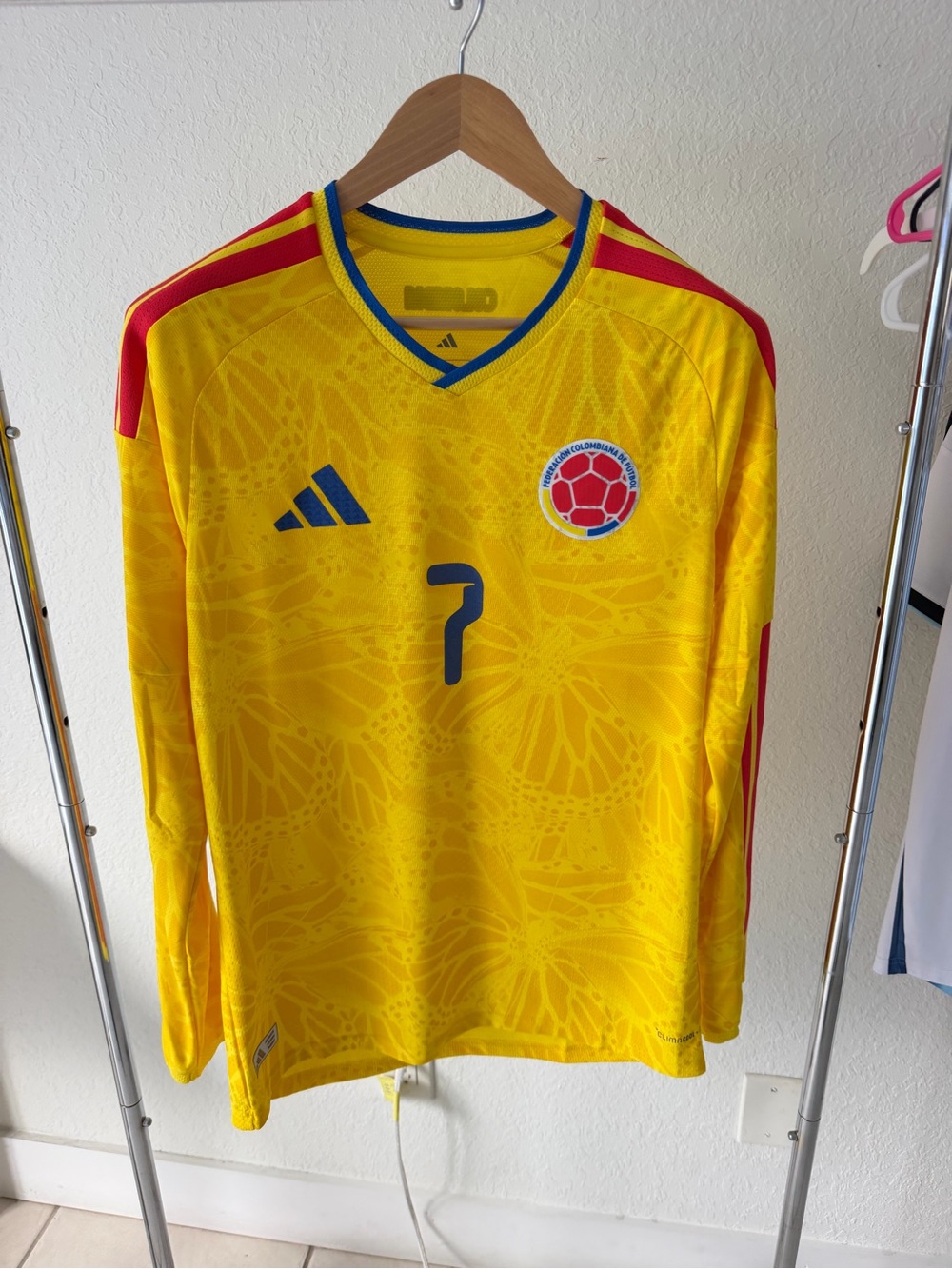 Colombia 2026 Home Luis Diaz #7 Authentic Long Sleeve Jersey Adidas M NWT